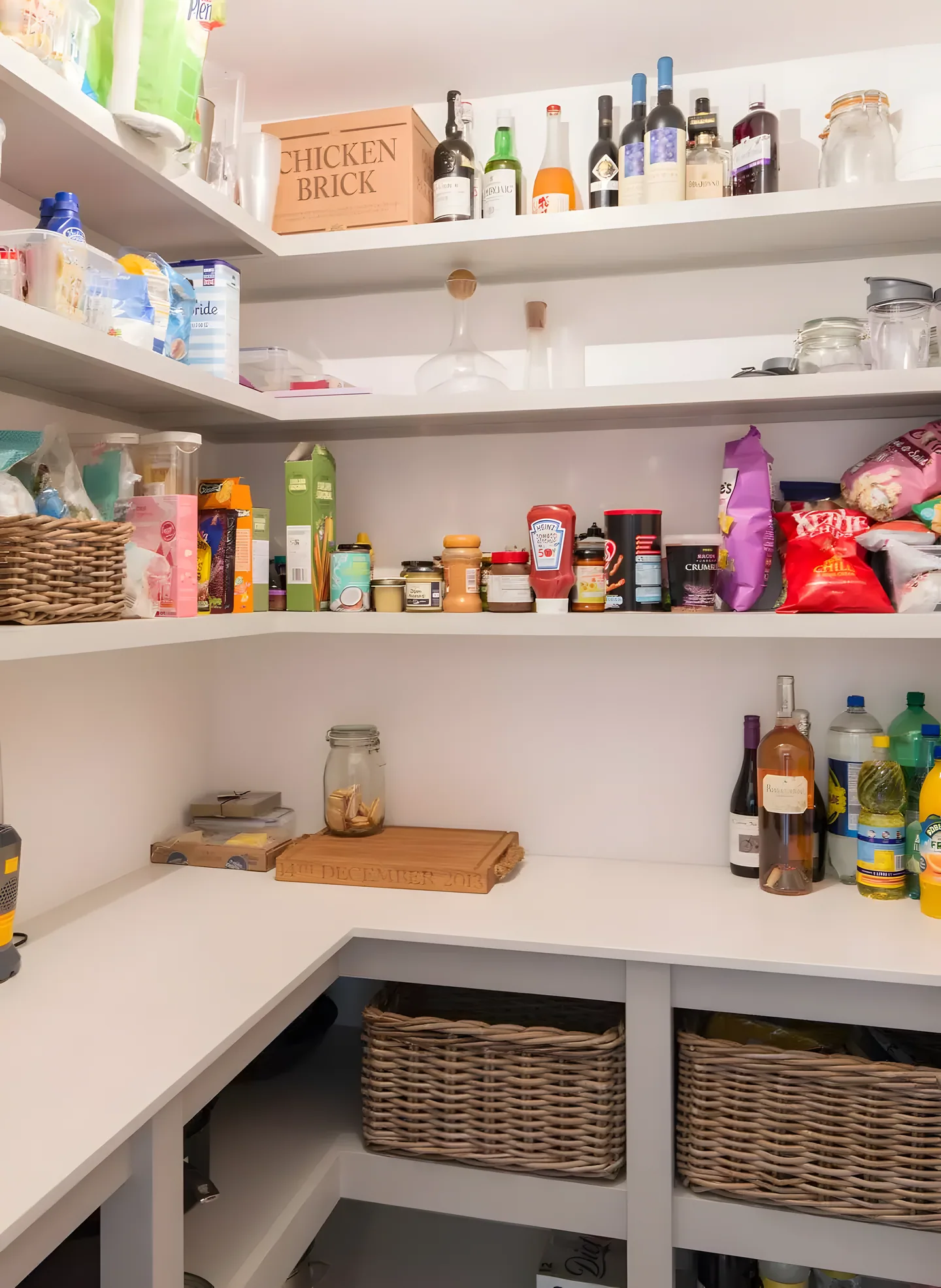 A walk-in corner pantry