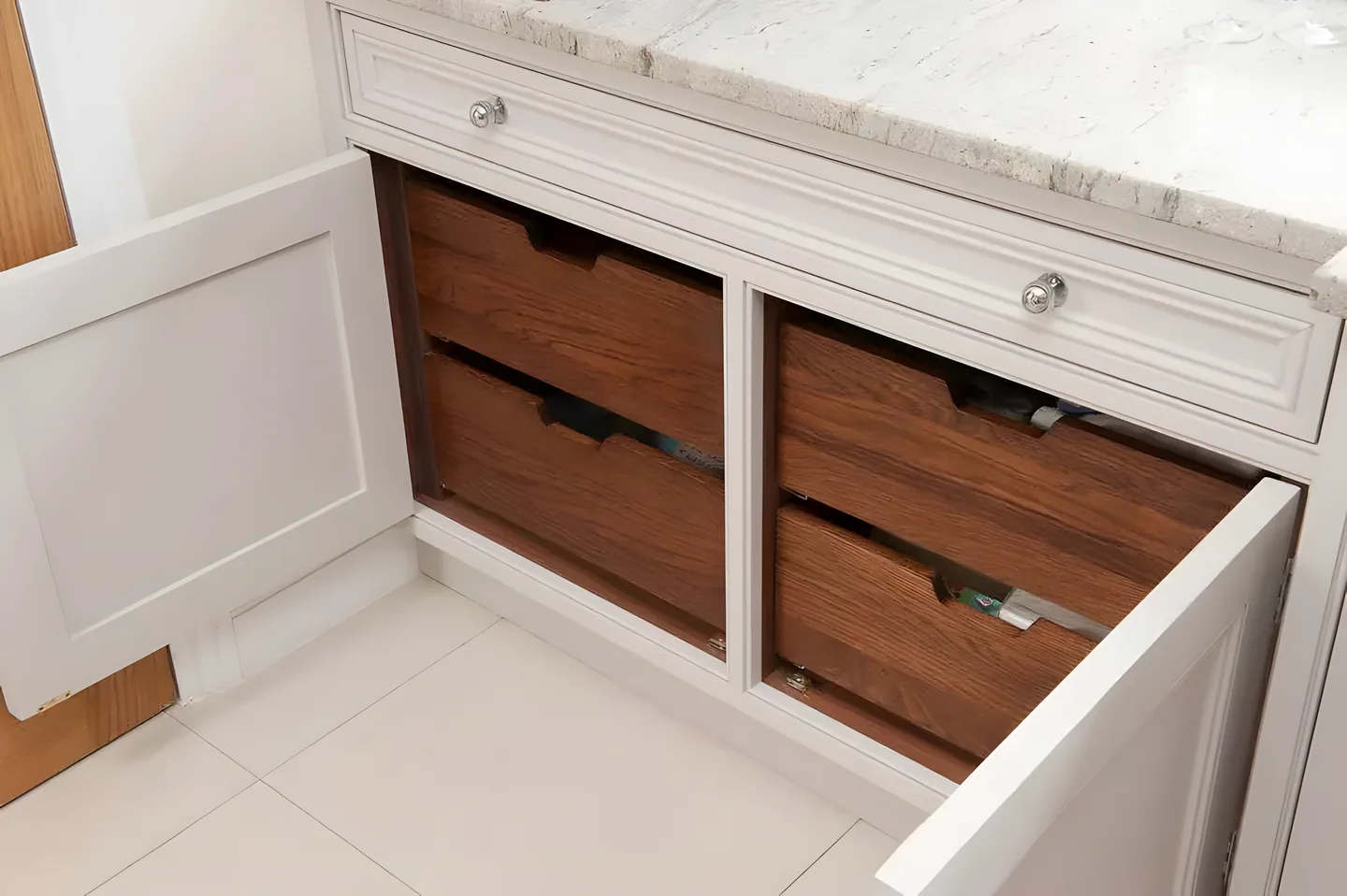Walnut-lined drawers